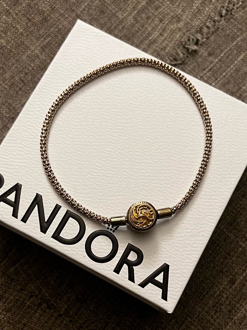 Pandora Two-Tone Mesh Bracelet with Gold Accent Clasp - Silver & Gold